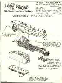 Lake Shore 4-6-0 Ten Wheeler Instructions